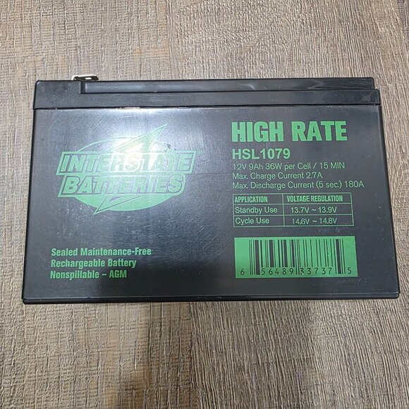 Interstate Batteries HSL1079 12V 9Ah AGM High Rate Rechargeable Battery (No Box) - Picture 3 of 7